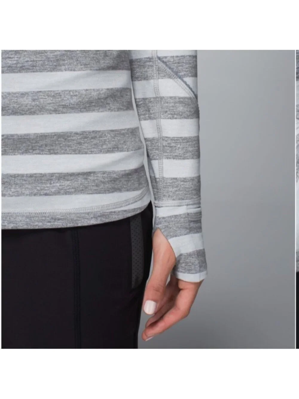 Lululemon Race Your Pace 1/2 Zip Marshmallow Stripe Heathered Slate